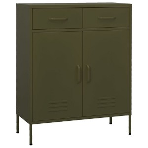 vidaXL Storage Cabinet Olive Green 31.5"x13.8"x40" Steel - 1 of 4