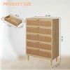 Cocuehta Rattan 5 Drawer Dressers for Bedroom, Large Chest of Drawers for Closet with Wide Top, Tall Dresser with Deep Drawers, Long Wooden Dresser - 3 of 4