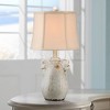 Regency Hill Sofia Rustic Country Cottage Accent Table Lamp 22" High Crackled Ivory Glaze Ceramic Beige Bell Shade for Bedroom Living Room House Home - 2 of 4