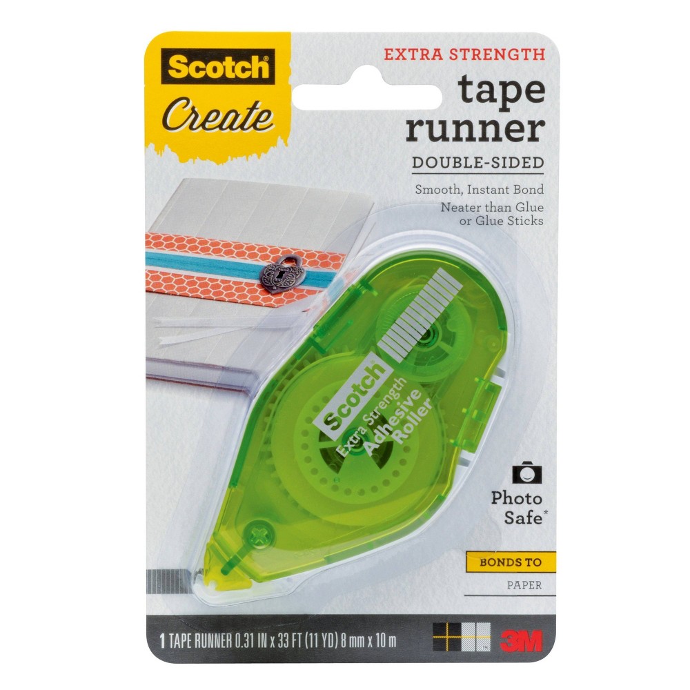 Scotch Create Extra Strength Tape Runner Double-Sided: Glue Tape Roller for Scrapbooking & Office, 33 ft, Clear