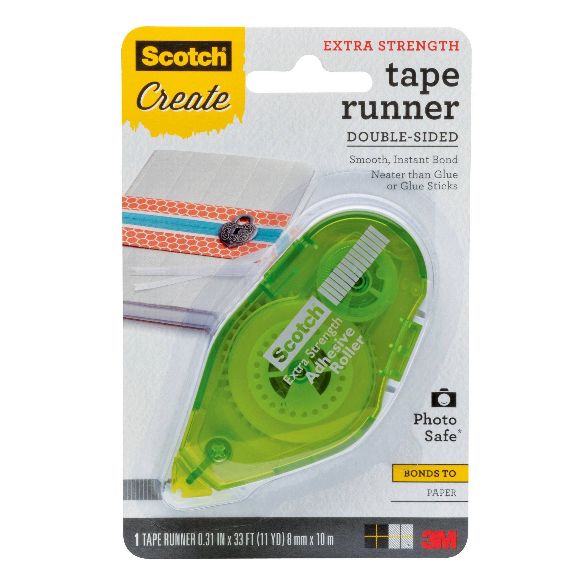 Scotch Create Extra Strength Tape Runner Double-Sided: Glue Tape Roller for Scrapbooking & Office, 33 ft, Clear