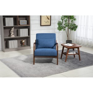 Ridstar Modern Fabric Accent Chair, Armchair with Wooden Frame & Lumbar Support for Living Room & Bedroom-Blue - 1 of 4