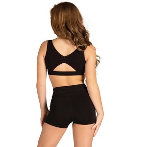 Girl's Crop Top Danz N Motion 24308C Evlynn Drawstring Key Hole Top Jazz Gymnastics - 1 of 4
