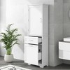 LOVMOR Tall Bathroom Storage Cabinet, Freestanding Storage Cabinet with Two Different Size Drawers and Adjustable Shelf, MDF Board with Painted Finish - 2 of 4