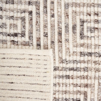 Ivory Geometric Hand-Knotted Wool Area Rug - 4' x 6'
