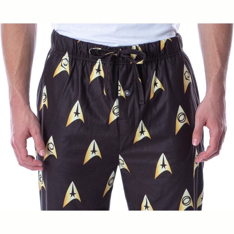 Star Trek The Original Series Men's Allover Starfleet Insignia Pajama Pants Black, 3 of 5