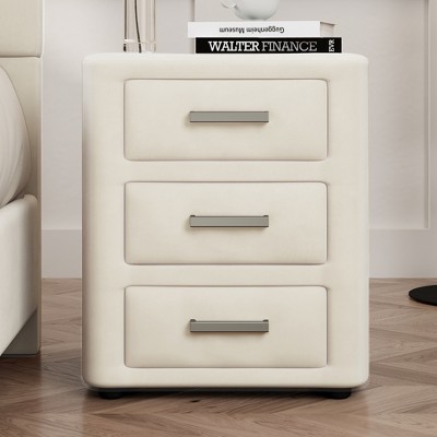 TIRAMISUBEST Velvet Nightstand Bedside Table with 3 Drawers