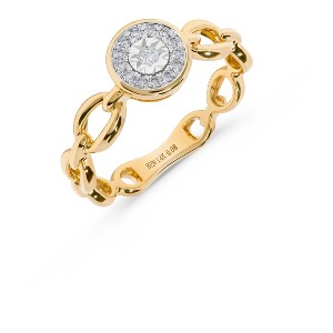 H.J. Namdar 0.08 ct tw Miracle Set Diamond Oval Link Ring 14K Two Tone Gold Natural Diamonds Size 6 - 1 of 4