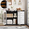 43" Sideboard Buffet Cabinet with/Glass Doors & 3 Drawers - Coffee Bar Storage with Adjustable Shelving | for Kitchen & Dining Room - 4 of 4