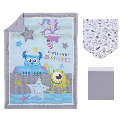 Gray and Turquoise Polyester Toddler Comforter Bedding Set