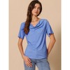 INSPIRE CHIC Women's Cowl Neck Short Sleeve Casual Stretchy Shirts - 2 of 4