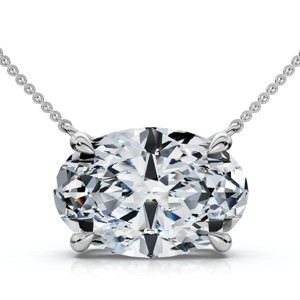 Pompeii3 Certified 4Ct Diamond Oval Solitaire Pendant 14k Gold 18" Womens Chain Lab Created - 1 of 4