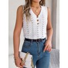 Womens Knit Sweater Tank Tops Casual Summer V Neck Loose Fit Sleeveless Button Pointelle Shirts - 2 of 4