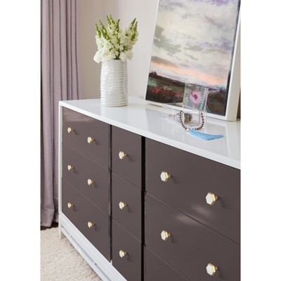 Gold and Mother of Pearl Hexagon Cabinet Knob Set