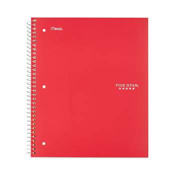 Five Star Wirebound Notebook with Two Pockets, 1-Subject, Wide/Legal Rule, Red Cover, (100) 10.5" x 8" Sheets