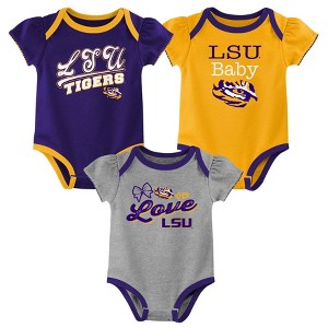 NCAA LSU Tigers Infant Girls' 3pk Bodysuit - 1 of 4