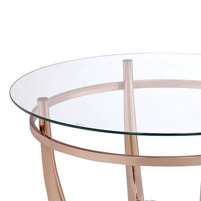 Round Gold and Clear Glass Coffee Table with Storage