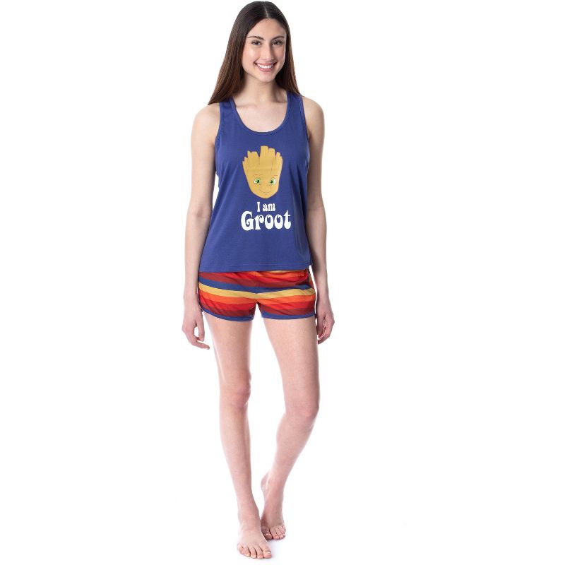 Marvel Womens' I Am Groot Guardians Of The Galaxy Pajama Set Short Tank Top Multicolored, 5 of 6