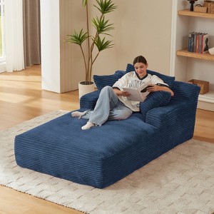 AENKYO Oversized Sleeper Sofa Bed & Cloud Lounge Chair, 2 Pillows Corduroy Upholstered Sofa No Assembly Required for Living Room - 1 of 4