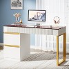 Tribesigns Computer Desk with 4 Drawers, 47.24 Inch Modern Home Office Desk with Glass Top - 2 of 4