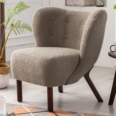 Modern Accent Chair Lambskin Wingback Tufted Side Chair With Solid Wood   GUEST De9f75ee B562 4dd1 Bff0 0b4ab07a7952