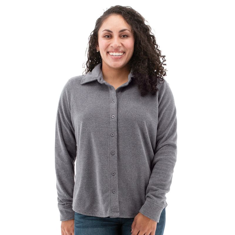 Aventura Clothing Women's Dakota Long Sleeve Collared Neck Fleece Button Down Shirt, 3 of 6