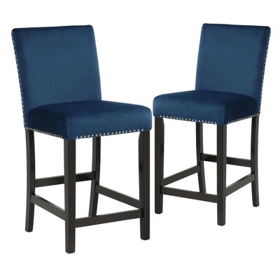 New Classic Furniture,Furniture Celeste 39.5" Wood Counter Chair In Blue (Set Of 2)