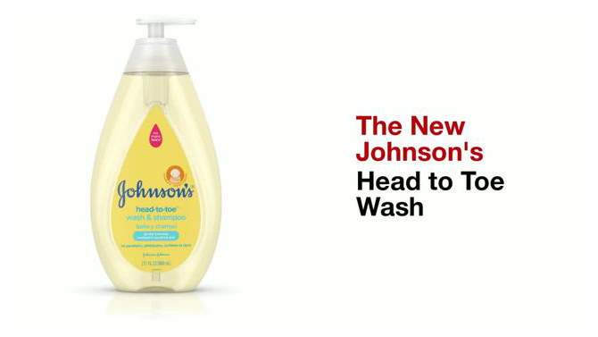 Johnson&#39;s Head-To-Toe Gentle Baby Body Wash &#38; Shampoo For Sensitive Skin - 13.6 fl oz, 2 of 8, play video