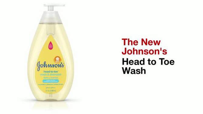 Johnson&#39;s Head-To-Toe Gentle Baby Body Wash &#38; Shampoo For Sensitive Skin - 13.6 fl oz, 2 of 8, play video