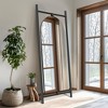 Arched Full Length Mirror, 71"x31" Floor Mirror with Brackets, Tempered Full Body Mirror and Removable Wood Art Carving for Bedroom Living Room, Black - 3 of 4