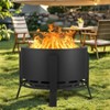 Garvee 26 Inch Outdoor Fire Pit with Removable Ash Pan and Fire Poker, Carbon Steel Firepit for Camping, Picnic, Backyard, Black - 2 of 4