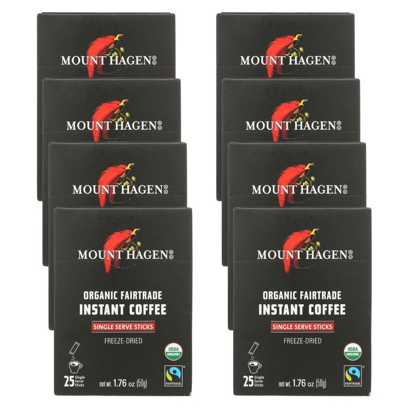 Mount Hagen Organic Instant Coffee - Case of 8 Boxes/25 Single Serve Sticks/1.76 oz, 1 of 6