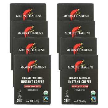 Mount Hagen Organic Instant Coffee - Case of 8 Boxes/25 Single Serve Sticks/1.76 oz