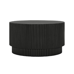 GlasFlength Coffee Tables, Round Coffee Table with Integrated Display Shelf, Perfect for Socializing, Elegant and Functional, Black, 30"*30"*16" - 1 of 4