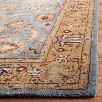 Elegant Blue & Gold Hand-Tufted Wool Area Rug - 3' x 5'