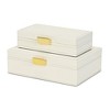 Cheung's Lithos Vintage Rectangular Style Set of 2 Boxes with Stitched Accents & Gold Handles - White - 4 of 4