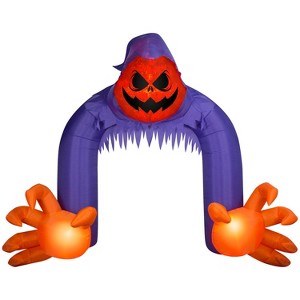 Gemmy Halloween Inflatable Jack O' Lantern Reaper Archway with Swirling Lights, 10 ft Tall, Multi - 1 of 4