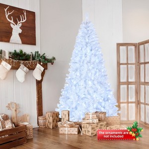 Angel Sar 7ft Pre-Lit White Christmas Tree with 500 Cool LEDs, 1346 Branches, Automatic Unfolding, 8 Lighting Modes with Remote Control, White - 1 of 4