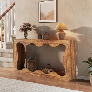 Farmhouse Console Table with Storage, Long Narrow Entryway Sofa Table for Hallway, Foyer, or Living Room, Industrial Wood Accent Table - 1 of 4