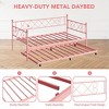 Garvee Twin Size Daybed Frame Heavy Duty Metal Slats Mattress Foundation Platform Sofa Bed with Headboard for Bedroom, Black/Pink - 3 of 4