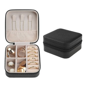 Unique Bargains Mini Portable PU Leather Travel Storage Display Holder Jewelry Box for Women and Girls Gifts - 1 of 4