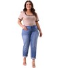 Agnes Orinda Women's Plus Size Color Block Square Neck Short Sleeve Slim Fit Knit Casual T-Shirt - 3 of 4