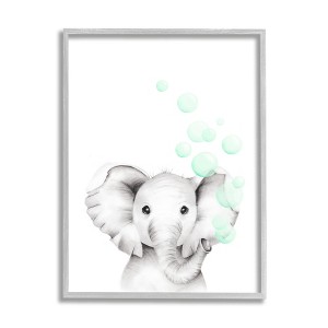 Stupell Industries Cute Cartoon Baby Elephant Zoo Animal Painting Gray Framed Giclee, 16 x 20 - 1 of 4