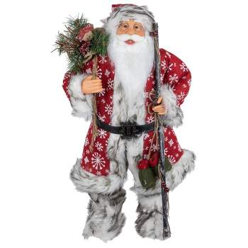 Northlight 24" Snowflake Santa Claus with Staff and Mittens Christmas Figure