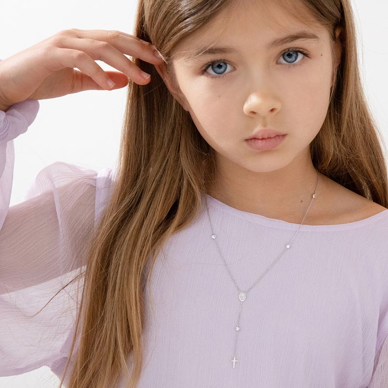 Girls' Dainty Rosary & Cross Sterling Silver Necklace - In Season Jewelry, 2 of 5