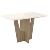 4 Seater Dining Table with Painted Glass Top and Wooden Base, Natural & Oak - 4 of 4
