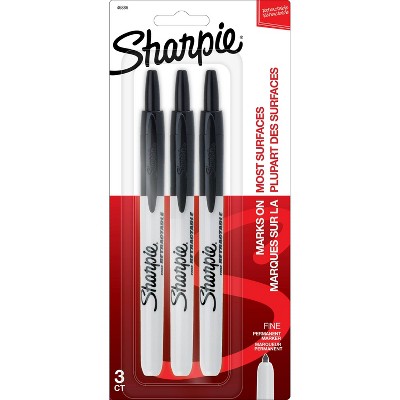Sharpie 3pk Permanent Markers Retractable Fine Tip Black