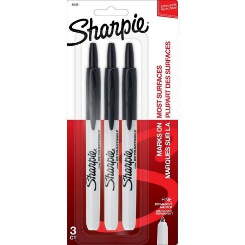 Sharpie 3pk Permanent Markers Retractable Fine Tip Black : Target