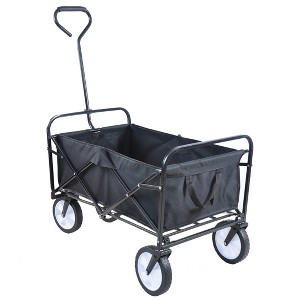 FURNIinspire Wheelbarrows And Lawn Carts Folding Wagon Cart, Collapsible Garden, Beach, Shopping Cart With Handle, Black, 39“*20"*46" - 1 of 4
