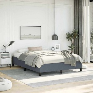 Bed Frame Dark Grey Velvet (100% polyester), Plywood, Engineered wood - 1 of 4